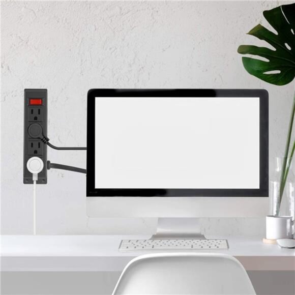 Wall Mount Power Outlet Strip, 4 Outlet Mountable Power Strip with Switch - Picture 6 of 7